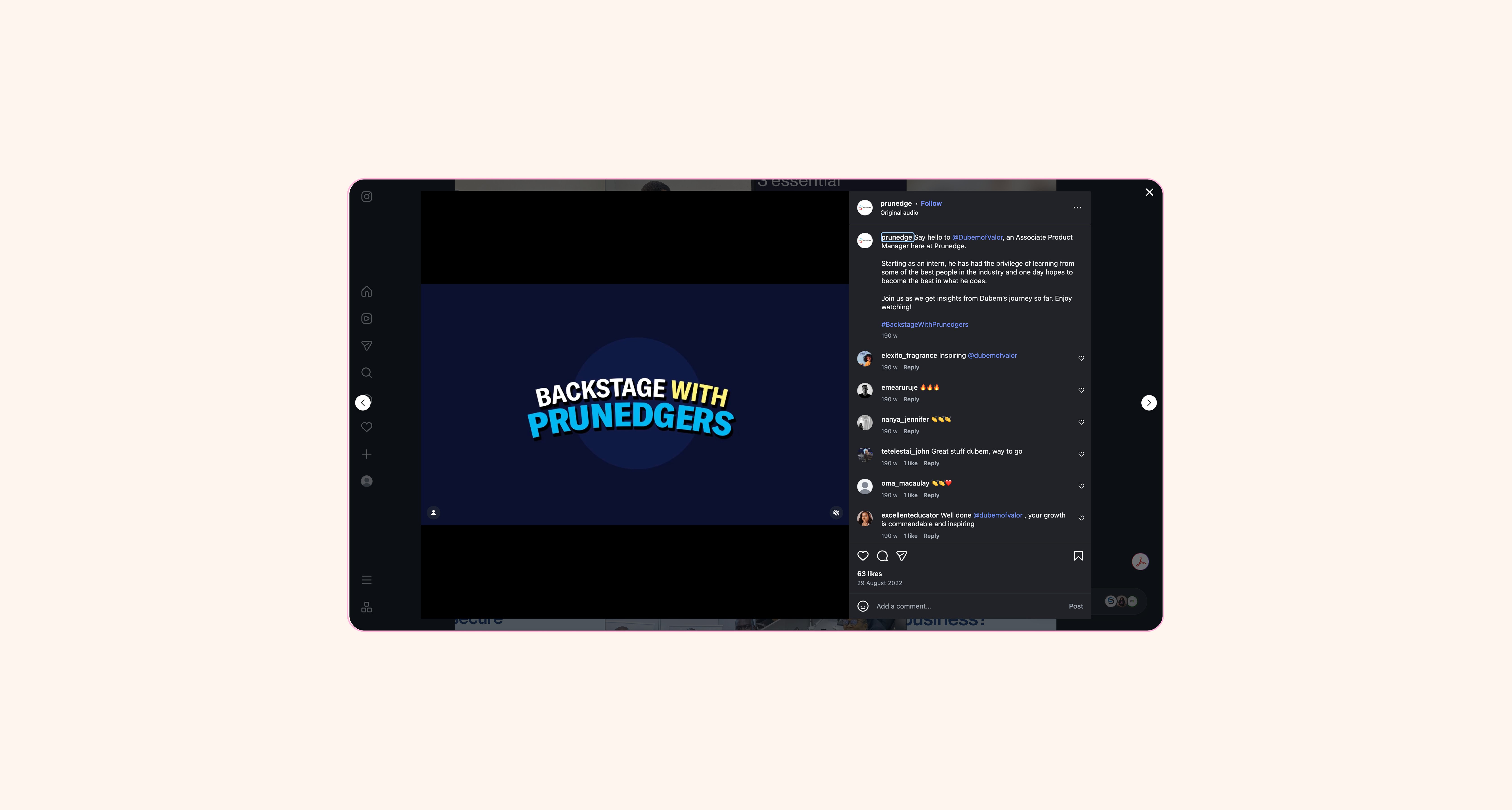 Prunedge Instagram content strategy
